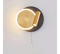 MSGIRVLZL Applique Murale Intérieure Noire, Appliques Murales De Chevet Rondes Avec Lampes De Lecture Réglables, Applique Murale Led Moderne, Applique Murale En Métal Avec Interrupteur À Tirette, Appl