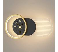 MSGIRVLZL Applique Murale Minimaliste, Applique Murale Décorative De Chambre À Coucher Au Design Créatif En Forme D'Horloge Avec Led Sans Gradation + Télécommande, Appliques Murales Noires + Dorées Po