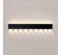 MSGIRVLZL Applique Murale Noire À Longue Bande, Applique Murale En Métal Ultra-Mince, Applique Murale Led Moderne Avec Mini Projecteur, Appliques Murales D'Éclairage Haut Et Bas, Appliques Murales Déc