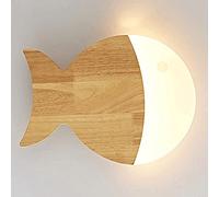 MSGIRVLZL Applique Murale Poisson De Dessin Animé, Applique Murale En Bois Ultra-Mince, Applique Murale D'Éclairage Décoratif Pour Chambre D'Enfant, Appliques Murales Led Modernes, Appliques Murales D