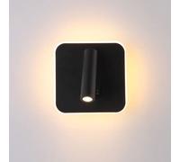 MSGIRVLZL Applique Murale Pour Lampe De Lecture De Chevet Avec Applique Murale De Fond, Appliques Murales Carrées En Alumiavec Finition Noire Mate, Appliques Murales Led Modernes Avec Fonction De R/K