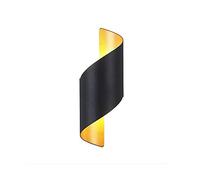 MSGIRVLZL Applique Murale Simple Moderne, Forme Courbée En Métal En Fer Forgé Haut Et Bas Abat-Jour À Led Extérieur Noir Intérieur or Appliques Pour Maison Salon Chambre Restaurants Café/6W White Ligh