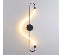 MSGIRVLZL Appliques Murales De Chevet, Applique Murale Linéaire En Laiton, Applique Murale En Laiton Noir Avec Abat-Jour En Acrylique À Longue Bande, Applique Murale Led Moderne - 3 Modes De Couleur,