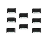 MSGIRVLZL Appliques Murales De Décoration De Clôture À Led 1W, Applique Murale Solaire Extérieure, Étanche À La Poussière Ip65, Appliques Murales Noires Pour Balcon, Cour, Couloir (Paquet De 8)/Warm L