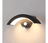 MSGIRVLZL Appliques Murales Design Arc Noir, Applique Murale Extérieure Pir À Capteur De Mouvement Led Intégré, Lampe De Sécurité Moderne Résistante Aux Intempéries (Ip54) Pour Porche, Jardins, Allées