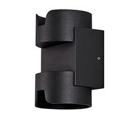 MSGIRVLZL Appliques Murales En Alumilampe Murale Extérieure Moderne Haut Et Bas Éclairage Rond Lampe Murale Noire Pour Balcon Porche Couloir Efficacité Énergétique a +]/Warm Light