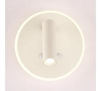 MSGIRVLZL Appliques Murales Led 10W, Lampe De Lecture De Chevet Ronde Avec Petit Projecteur, Appliques Murales En Métal Ultra-Minces Avec Abat-Jour En Acrylique, Appliques Murales Minimalistes Moderne