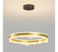 MSGIRVLZL Lampe À Suspension De Salle À Manger À Anneau Doré, Lumière D'Ambiance D'Éclairage Décoratif De Chambre À Coucher Led Moderne 32W, Lampes Suspendues En Métal Avec Abat-Jour En Acrylique, Lam