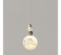 MSGIRVLZL Lampe À Suspension En Forme De Lune En Résine, Lampes À Suspension D'Astronaute De Dessin Animé Avec Abat-Jour De Lune Sphérique, Veilleuse D'Éclairage Décoratif Pour Chambre D'Enfant, Lampe