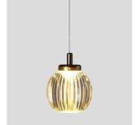 MSGIRVLZL Lampe À Suspension En Métal Doré Avec Abat-Jour Boule De Verre Rayé, Suspension Led Moderne, Lustre En Terre Créative, Lampes À Suspension De Chevet, Lampes À Suspension Simples Nordiques 5W