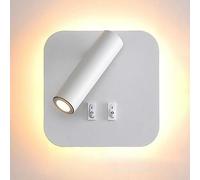 MSGIRVLZL Lampe De Lecture De Chevet De Chambre À Coucher, Lampe De Rétroéclairage Carrée En Métal Avec Projecteur Réglable À 360 °, Appliques Murales Modernes Led7W + 1W, Appliques Murales Simples Po