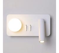 MSGIRVLZL Lampe De Lecture De Chevet De Chambre À Coucher Moderne Avec Projecteur Réglable À 630 °, Applique Murale Ronde En Métal Avec Interrupteur, Applique Murale 6W Led 3 Modes De Couleur, Appliqu