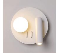 MSGIRVLZL Lampe De Lecture De Chevet De Chambre À Coucher Moderne Avec Projecteur Réglable À 630 °, Applique Murale Ronde En Métal Avec Interrupteur, Applique Murale 6W Led 3 Modes De Couleur, Appliqu
