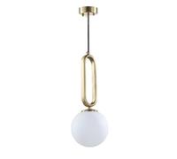MSGIRVLZL Lampe Suspendue À Anneau Doré, Lampe Suspendue En Métal Avec Abat-Jour Globe En Verre Blanc, Lampes À Suspension De Chevet Du Milieu Du Siècle, Luminaires E14, Lampes Décoratives Post-Modern