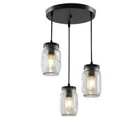 MSGIRVLZL Lampe Suspendue De Salle À Manger À 3 Flammes, Lampe Suspendue Industrielle Rétro E27, Luminaires Décoratifs En Bouteille De Verre, Lampes À Suspension Antiques Noires De Salon D'Îlot De Cui