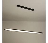 MSGIRVLZL Lampe Suspendue Longue Ultra Fine, Lampe Suspendue À Panneau Métallique Avec Abat-Jour En Acrylique, Lustre Led Moderne - 4000 K, Lampes À Suspension Noires Pour Salle À Manger, Lumières Min