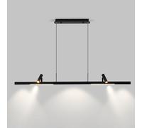 MSGIRVLZL Lampe Suspendue Noire À Longue Bande De 39,4 Pouces, Lampe Suspendue Linéaire En Métal Avec Abat-Jour En Acrylique, Lampes À Suspension D'Éclairage Décoratif Pour Salle À Manger, Lustres Led