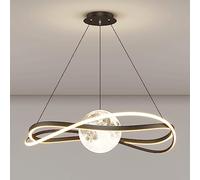 MSGIRVLZL Lampe Suspendue Planet Pour Chambre À Coucher, Lampe Suspendue Linéaire Noire, Lampes À Suspension À Anneau En Métal Avec Abat-Jour Sphérique En Acrylique, Lustre Led Moderne - 80 W - 4000 K