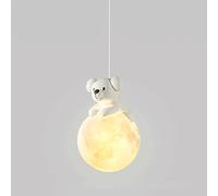 MSGIRVLZL Lampe Suspendue Sphère Lune, Lampe Suspendue Ours De Dessin Animé Avec Abat-Jour Sphérique En Acrylique, Lustre D'Éclairage Décoratif Pour Chambre D'Enfant, Luminaire À Douille E27, Lampes À
