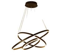 MSGIRVLZL Lampes Suspendues Créatives De Plafond En Métal À 3 Anneaux, Lampe Suspendue De Table À Manger En Acrylique, Éclairage De Suspension D'Intérieur Moderne À Led 90W, Lustres Noirs À Intensité