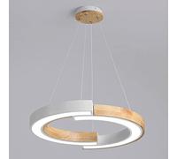MSGIRVLZL Lampes Suspendues Rondes À Led 42W, Corps De Lampe En Chêne Naturel + Fer, Lampes Suspendues À Plaque De Guidage De Lumière En Acrylique, Lampes Suspendues Minimalistes Modernes Pour Chambre