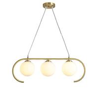MSGIRVLZL Lustres De Plafond D'Îlot De Cuisine, Suspension Moderne En Métal Avec Abat-Jour En Boule De Verre Blanc * 3 Simples, Lampe Suspendue De Décor De Salle À Manger, Douille E27, Lampes À Suspen