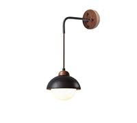 MSGIRVLZL Mid-Century Black Wall Sconce, White Milk Opal Glass Wall Light, Marble, Natural Stone, Rustic Vintage Wall Lighting for Farmhouse, Bedroom, Bedside, Hallway/Noir