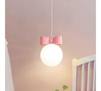 MSGIRVLZL Milk White Globe Light for Girl's Room, Cute Bow, Large Pink Ball, Mid-Century Nordic Light, Modern Chandelier for Children's Room, Nursery, Crepe