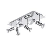 MSGIRVLZL Plafonnier 6 Voies Spot De Plafond Réglable Douille Gu10 Plafonnier Rectangulaire En Métal Avec Finition Chromée Luminaire De Plafond Au Design Minimaliste (Ampoule Non Incluse)