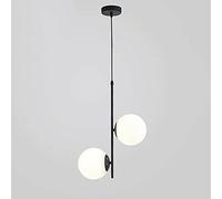 MSGIRVLZL Plafonnier À 2 Têtes En Métal Noir Avec Abat-Jour En Boule De Verre, Lampe De Chevet Rétro Industrielle, Éclairage Décoratif De Chambre À Coucher, Douille E27, Lampe À Suspension De Salle À