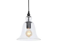 MSGIRVLZL Plafonnier Suspendu - Suspension Vintage Edison E27 - Mini Suspension Intérieure Réglable En Hauteur, Finition En Métal Noir Avec Verre Transparent Soufflé À La Main