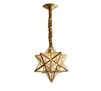 MSGIRVLZL Simplicité Postmoderne Moravian Star Abat-Jour En Verre Transparent E27 Luminaire Suspendu 1 Lumière Lustre Suspendu De Cuisine Tout En Cuivre Technique D'Éclairage Suspendu Pour Salon Chamb