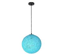 MSGIRVLZL Suspension De Plafond En Rotin Moderne Bleu - Lampe Suspendue Abat-Jour De Style Boule Globe - Lustre De Décoration De Chambre À Coucher À La Maison, Suspension De Couloir De Salon Idéal Vei