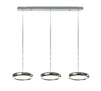 MSGIRVLZL Suspension De Salle À Manger À 3 Têtes, Lampes Suspendues À Disque Créatives, Lampe À Suspension Miroir Argentée Avec Abat-Jour En Panneau Acrylique, Luminaire Décoratif Led 42W, Lustres De