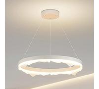 MSGIRVLZL Suspension En Métal À Anneau, Lampes Suspendues Modernes À Led À Intensité Variable, Lampe À Suspension Ronde Créative, Éclairage De Goutte D'Abat-Jour En Acrylique Blanc, Lustres De Décorat