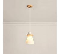 MSGIRVLZL Suspension En Verre Créative, Corps De Lampe D'Art En Bois + Accessoires De Plafond, Lampes Suspendues À Abat-Jour Vitré Conique, Douille E27, Lampes À Suspension Minimalistes Modernes