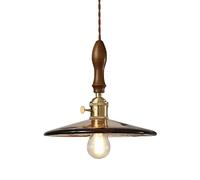 MSGIRVLZL Suspension Industrielle Rétro, Lampe Suspendue En Noyer Avec Abat-Jour En Verre Ambré, Douille E27, Lampes À Suspension D'Éclairage Décoratif De Ferme, Lampes Suspendues Minimalistes Nordiqu
