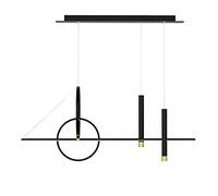MSGIRVLZL Suspension Linéaire Noire, Longue Suspension En Métal Avec 2 * Downlights À Flûte, Lampes De Suspension D'Éclairage Décoratif De Salle À Manger À Led Modernes, Lustres Simples De Bande D'Îlo