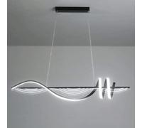 MSGIRVLZL Suspension Longue De Salon Créatif, Lampes Suspendues Linéaires À Led Modernes De 46 W, Lampe D'Ambiance D'Éclairage Décoratif De Salle À Manger À Bande Métallique, Lampes De Suspension D'Îl