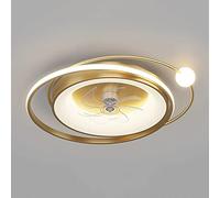 MSGIRVLZL Ventilateur De Chambre Circulaire Créatif Avec Lumière, Plafonnier Led Moderne À Intensité Variable, Plafonniers En Métal Avec Ventilateur Silencieux Réglable À 3 Vitesses, Lampes De Ventila