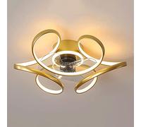 MSGIRVLZL Ventilateur Doré Avec Lumière, Plafonnier De Chambre À Coucher De 17,7 Po Avec Ventilateur De 11,8 Po, Plafonniers À Del Modernes À Intensité Variable Avec Télécommande, Lampes De Ventilateu
