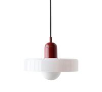 MSGIRVLZL White Glass Lights, Kitchen Island Sink, Mid-Century Ceiling Light with Milk Glass Bulb, Large Modern Nordic Chandelier for Dining Room, Bedroom, Restaurant/White+Red