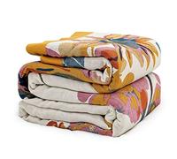 MSGKV Boho Throw Blanket for Couch 100% Cotton Throw Floral Bed Blanket 80''x90'',Cotton Quilts Travel Knitted Muslin Blanket Home Decor Cozy Blankets for Women