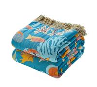 MSGKV Throw Blanket for Couch Cotton Cute Ocean Animals Blanket 50"x60" Sofa Chair Blankets Muslin Summer Breathable All Seasons Lightweight Farmhouse Home Decor