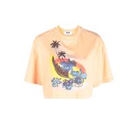 MSGM graphic print cropped T-shirt - Orange XXS-XS