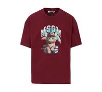 MSGM Kids cat-print pearl-embellished T-shirt - Red 4 yrs