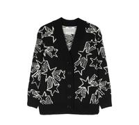 MSGM Kids patterned intarsia-knit V-neck cardigan - Black 4 yrs
