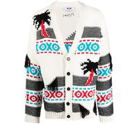 MSGM patterned intarsia-knit cardigan - White S-M-L