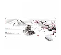 MSHAJ Pretty Gaming Mouse Pad Japanese Art Painting Cherry Blossom,Extended Large Mouse Mat Desk Pad 31.5x11.8x0.12IN,Stitched Edges Non Slip Mousepad for Computer,Office,Keyboard and Laptop