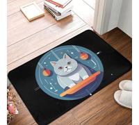 MSHEEFG British Shorthair Cat Xmas Ornament, Love Cats Doormat Non-slip Bathroom Floor Mats Home Entrance Rugs Kitchen Carpet Footpad 40 * 60 CM